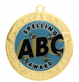 Gold Spelling Award Medal , 2 3/4"