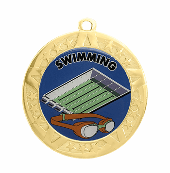 Swimming Award Medal - Gold Frame, 2 3/4" - Click to enlarge