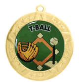 2 3/4" T-Series Medal with Gold Frame: T-Ball
