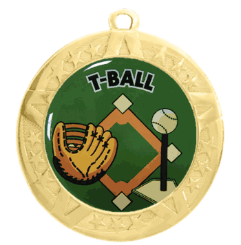 2 3/4" T-Series Medal with Gold Frame: T-Ball - Click to enlarge