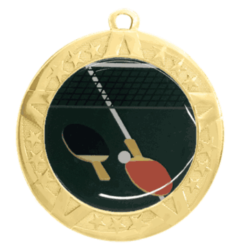 2 3/4" T-Series Medal with Gold Frame: Table Tennis - Click to enlarge