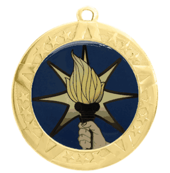 2 3/4" T-Series Medal with Gold Frame: Torch - Click to enlarge