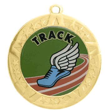 2 3/4" T-Series Medal with Gold Frame: Track - Click to enlarge
