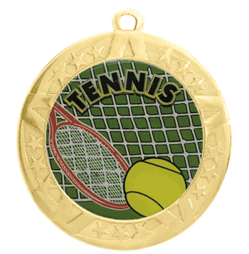 2 3/4" T-Series Medal with Gold Frame: Tennis - Click to enlarge