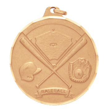 2" Diamond Cut Edge Medal with Ribbon - Baseball - Click to enlarge