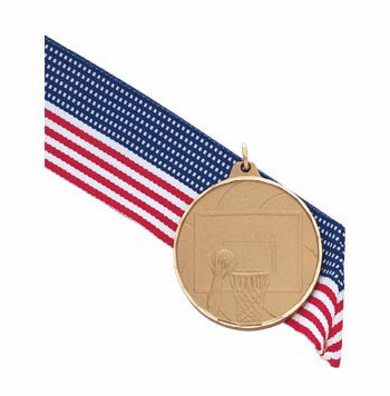2" Diamond Cut Edge Medal with Ribbon - Basketball - Click to enlarge
