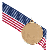 2" Diamond Cut Edge Medal with Ribbon - Basketball