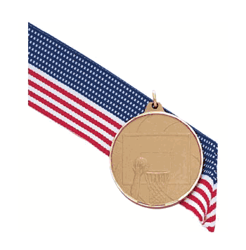 2" Diamond Cut Edge Medal with Ribbon - Basketball - Click to enlarge