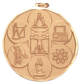 2" Diamond Cut Edge Medal with Ribbon - Science