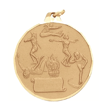 2" Diamond Cut Edge Medal with Ribbon - Track (Female) - Click to enlarge