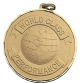 2" Diamond Cut Edge Medal with Ribbon - World Class Performance