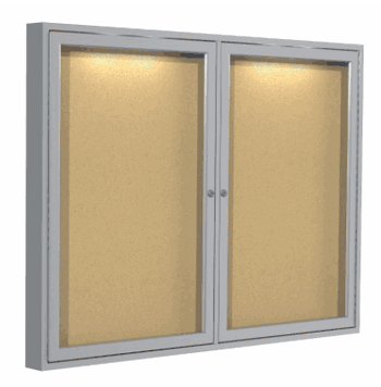 2 Door Cork Bulletin Board with Concealed Lighting, 3'H x 5'W - Click to enlarge