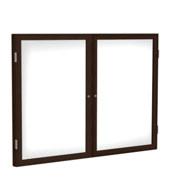2 Door Enclosed Porcelain Magnetic Whiteboard with Walnut Wood Frame, 3'H x 4'W - Click to enlarge