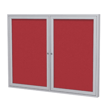 2 Door Fabric Bulletin Board with Frame, 48"H x 60"W, Red - Click to enlarge