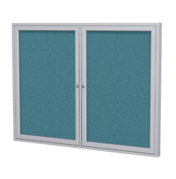 2 Door Fabric Bulletin Board with Frame, 48"H x 60"W, Teal - Click to enlarge