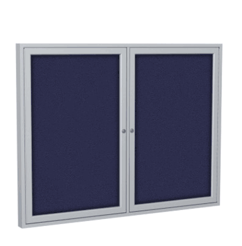 2 Door Fabric Bulletin Board with Frame, 4'H x 5'W, Blue - Click to enlarge