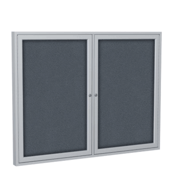 2 Door Fabric Bulletin Board with Frame, 3'H x 5'W, Gray - Click to enlarge