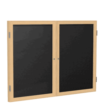 2 Door Letter Board with Oak Wood Frame, 3'H x 4'W, Black - Click to enlarge