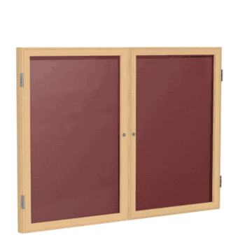 2 Door Letter Board with Oak Wood Frame, 4'H x 5'W, Burgundy - Click to enlarge