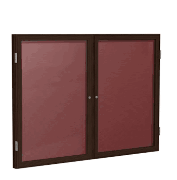 2 Door Letter Board with Walnut Wood Frame, 3'H x 4'W, Burgundy - Click to enlarge