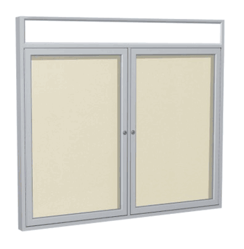 2 Door Lighted Vinyl Bulletin Board, 3'H x 5'W, Ivory - Click to enlarge