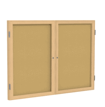 2 Door Natural Cork Bulletin Board with Oak Wood Frame, 4'H x 5'W - Click to enlarge