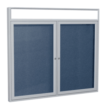 2 Door Lighted Vinyl Bulletin Board, 3'H x 5'W, Navy - Click to enlarge