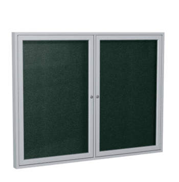 2 Door Vinyl Bulletin Board with Satin Frame, 3'H x 4'W, Ebony - Click to enlarge