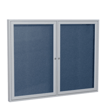 2 Door Vinyl Bulletin Board with Satin Frame, 3'H x 4'W, Navy - Click to enlarge