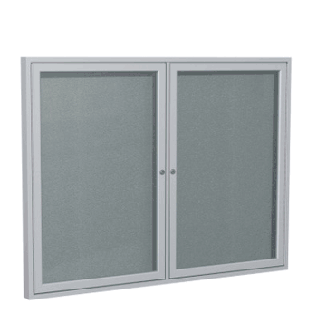 2 Door Vinyl Bulletin Board with Satin Frame, 4'H x 5'W, Stone - Click to enlarge