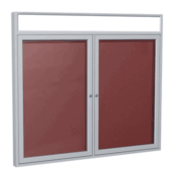 2 Door Vinyl Letter Board with Satin or Dark Bronze Headliner Frame, 3'H x 4'W, Burgundy - Click to enlarge