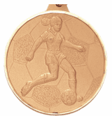 2 Inch Diamond Cut Edge Girls Soccer Player Medal with Ribbon
