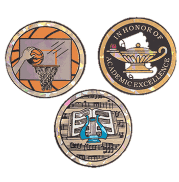 2" Mylar Medal Inserts - School & Sports - Click to enlarge