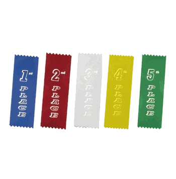 2" x 6" 1st Through 5th Place Printed Ribbons (Pinked Top) - Click to enlarge