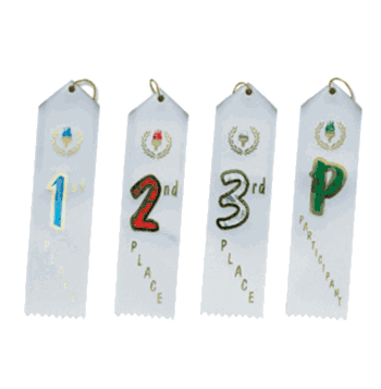 2" x 8" Crown Jewel Line Printed 1st - 3rd Place Ribbon Pack (Card & String) - Click to enlarge