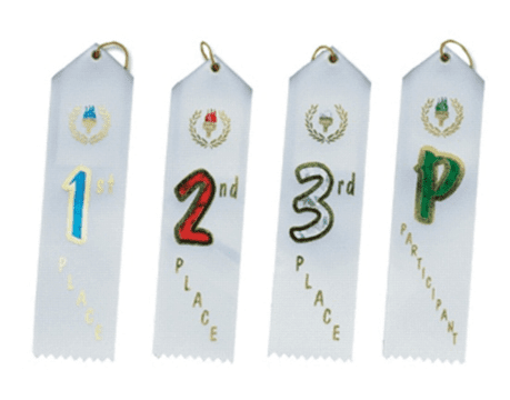 Crown Series First Through Third Place Ribbons - Card & String