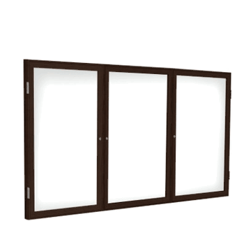 3 Door Enclosed Porcelain Magnetic Whiteboard with Walnut Wood Frame, 4'H x 6'W - Click to enlarge