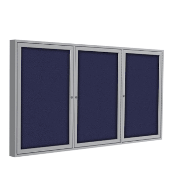 3 Door Fabric Bulletin Board with Frame, 4'H x 6'W, Blue - Click to enlarge