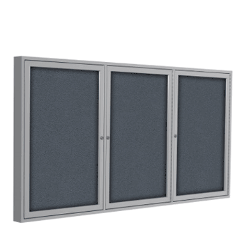 3 Door Fabric Bulletin Board with Frame, 4'H x 8'W, Gray - Click to enlarge