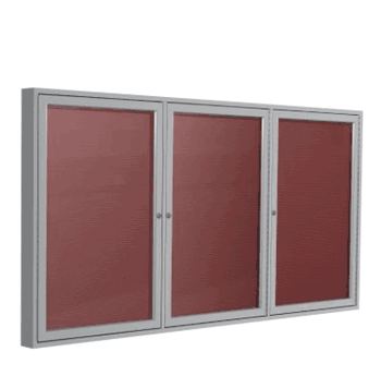 3 Door Letter Board with Satin Frame, 4'H x 8'W, Burgundy - Click to enlarge