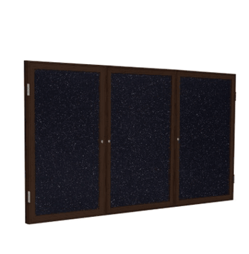 3 Door Recycled Rubber Bulletin Board with Walnut Wood Frame, 4'H x 6'W, Confetti - Click to enlarge