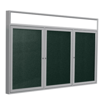 3 Door Lighted Vinyl Bulletin Board, 3'H x 6'W, Ebony - Click to enlarge