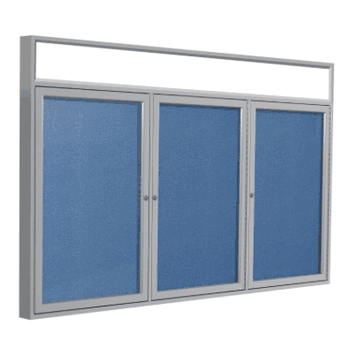 3 Door Lighted Vinyl Bulletin Board, 3'H x 6'W, Ocean - Click to enlarge