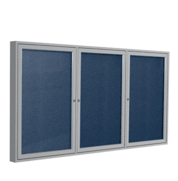 3 Door Vinyl Bulletin Board with Satin Frame, 3'H x 6'W, Navy - Click to enlarge