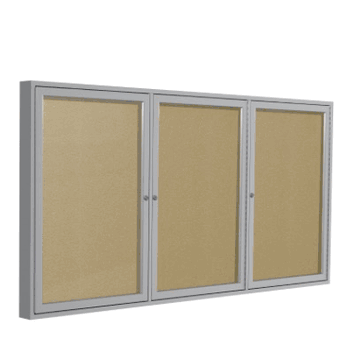 3 Door Vinyl Bulletin Board with Satin Frame, 4'H x 6'W, Caramel - Click to enlarge