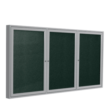 3 Door Vinyl Bulletin Board with Satin Frame, 3'H x 6'W, Ebony - Click to enlarge