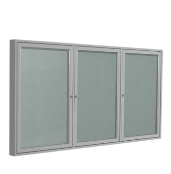 3 Door Vinyl Bulletin Board with Satin Frame, 3'H x 6'W, Silver - Click to enlarge