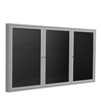 3 Door Vinyl Letter Board with Satin or Dark Bronze Frame, 4'H x 8'W, Black - Click to enlarge