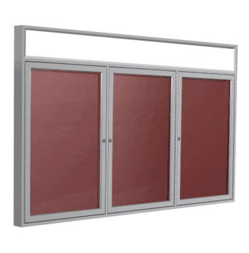 3 Door Vinyl Letter Board with Satin or Dark Bronze Headliner Frame, 4'H x 8'W, Burgundy - Click to enlarge