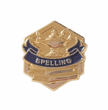 Spelling - Gold Enamel Lapel Pin - Click to enlarge
